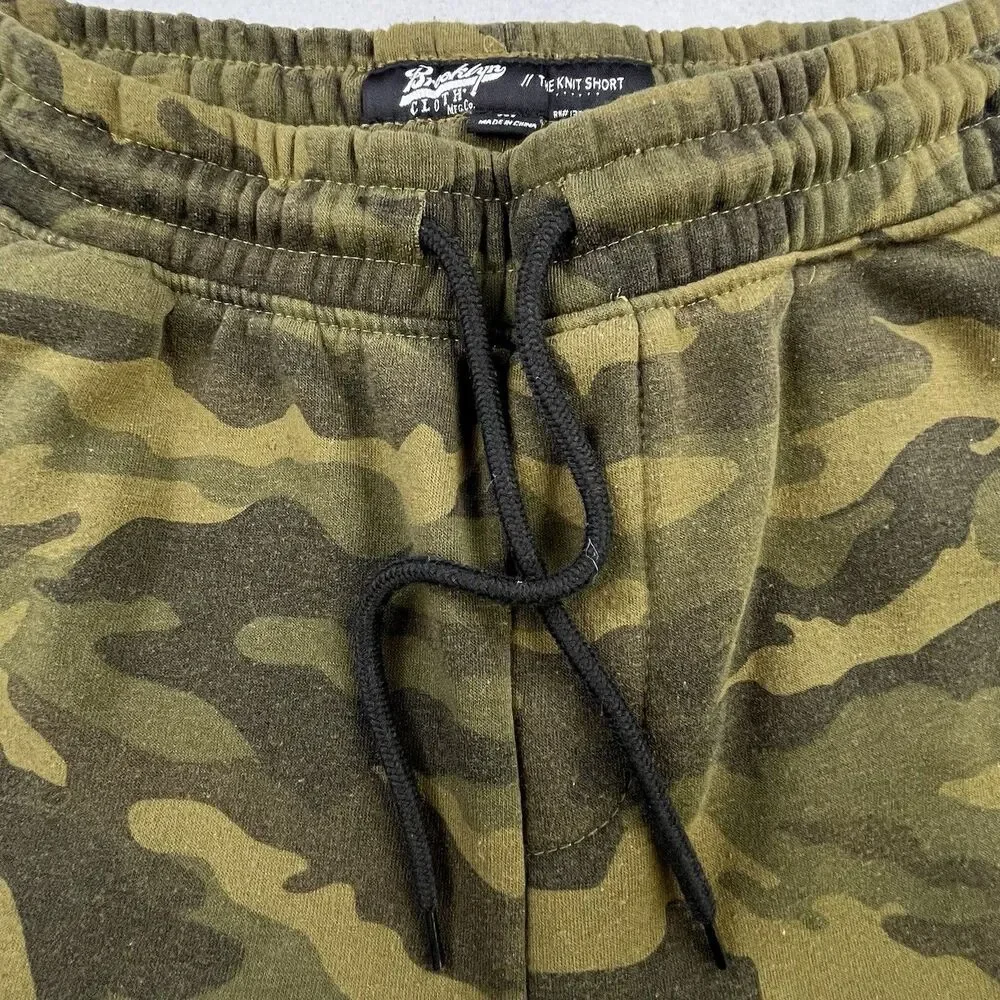 Brooklyn Cloth Knit Shorts Men Size Medium Green Camo Drawstring Comfort
